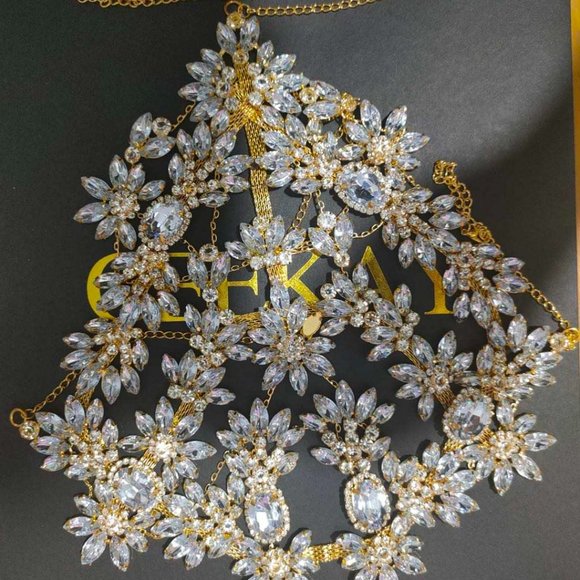 Crystal Full Face Mask Women Halloween Mask Masquerade Rhinestone Face Jewelry - Picture 8 of 8